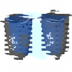 Stacking Recycle Bin, 14 gal, Polyethylene, Blue